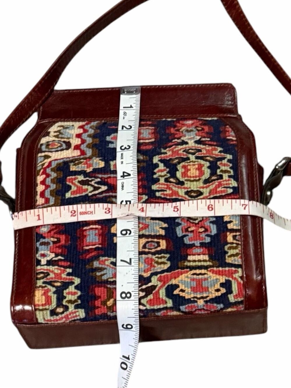 VINTAGE KILIM ART MODE TEHRAN Leather Crossbody Shoulder Bag Persian Rug Tapestr - Picture 4 of 6
